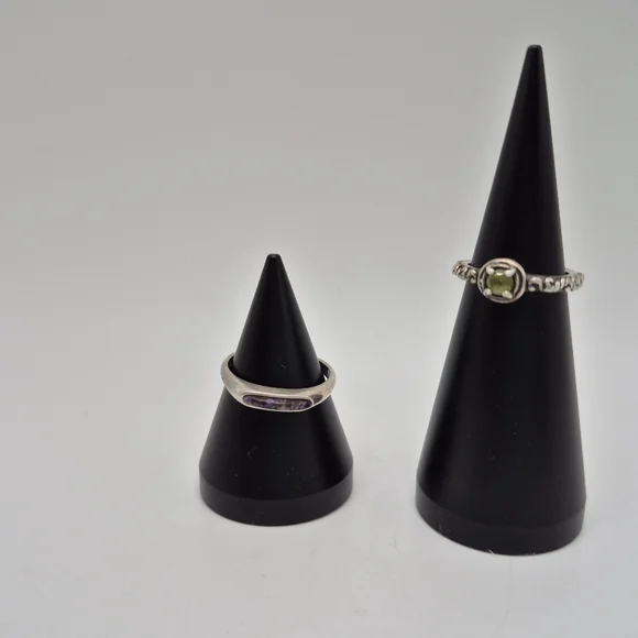Carolyn POLLACK FANTASTIC PRICE 2 Rings Peridot Sterling & Sterling Stackable. - Picture 11 of 11
